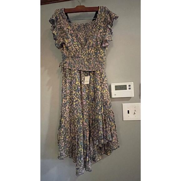 Free People‎ Pretty Daze Maxi Skirt Black Combo Floral Print Ruffle Layers Sz S - Picture 1 of 14